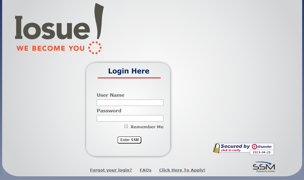 Log into Iosue Reporting Portal