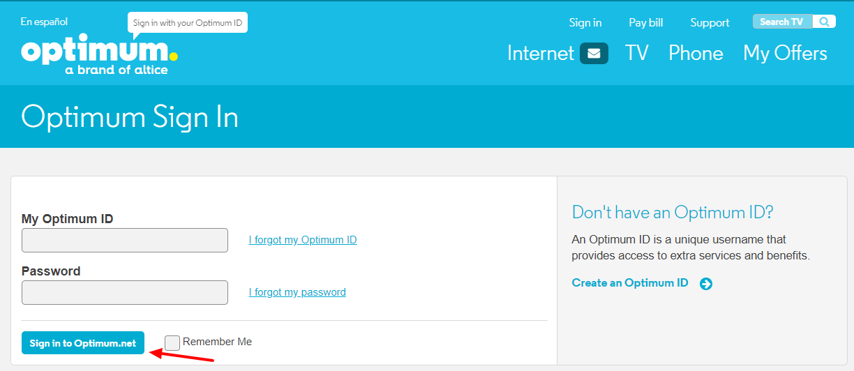 Sign In to Manage Your Services Optimum