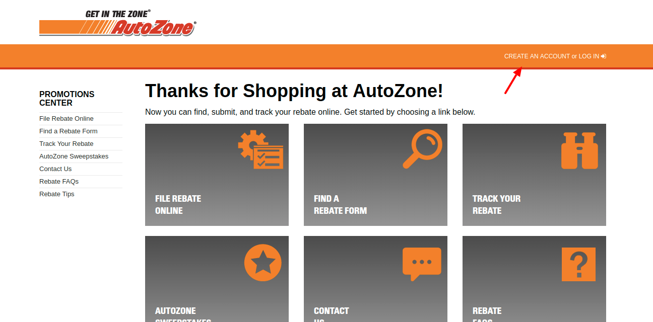 AutoZone-Promotions-Center-create-account