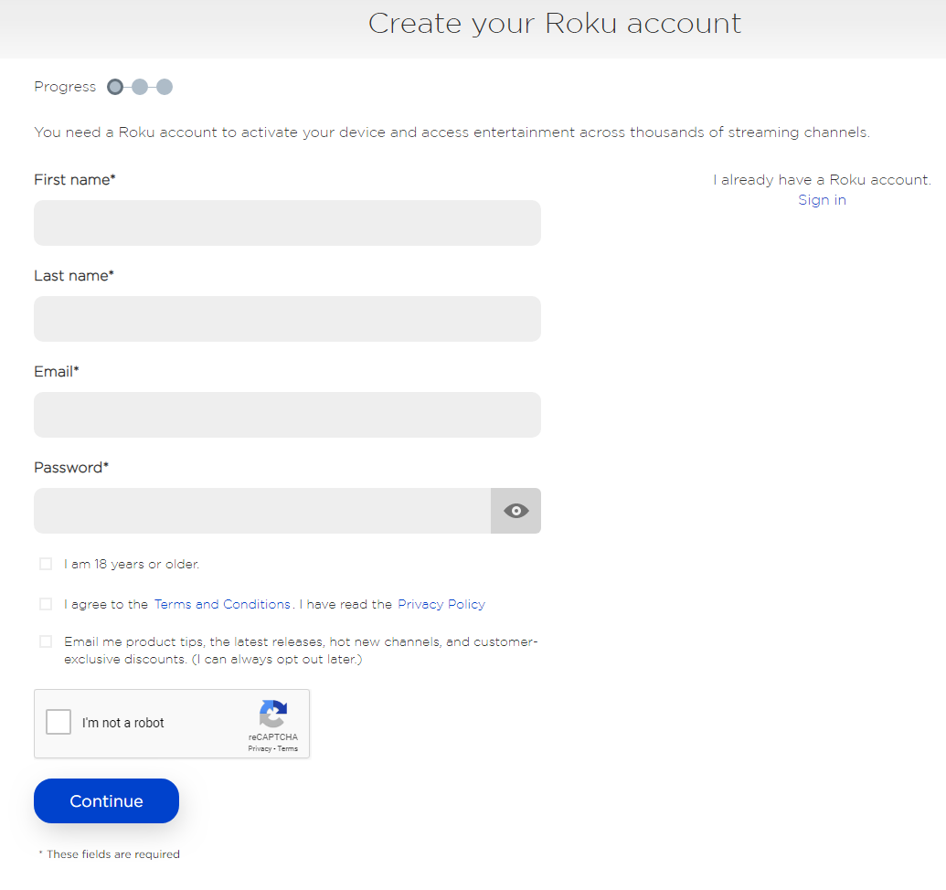 Create-a-Roku-account