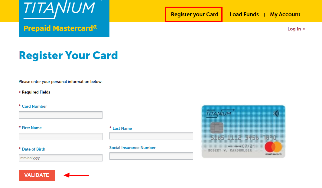 Register Titanium+ Prepaid Card