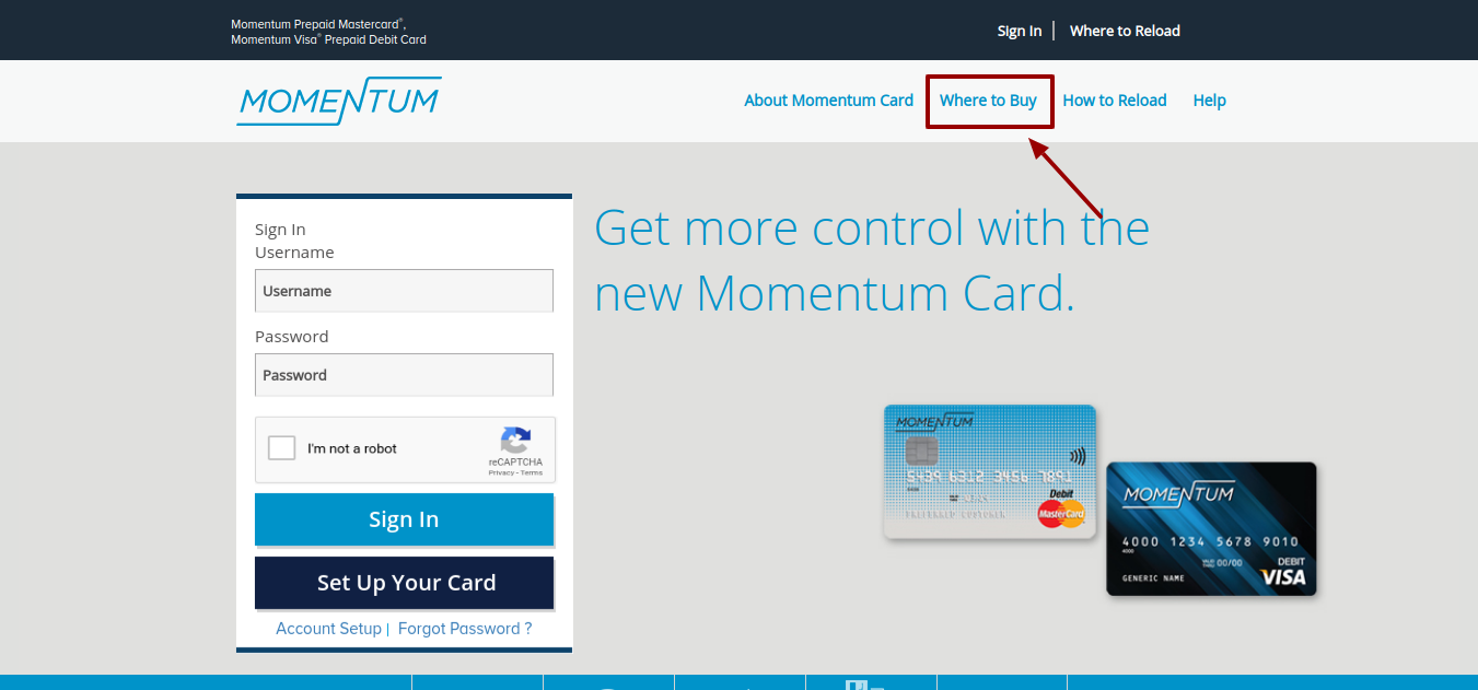 Momentum Prepaid Card Buy