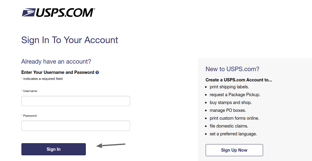 USPS com Sign In