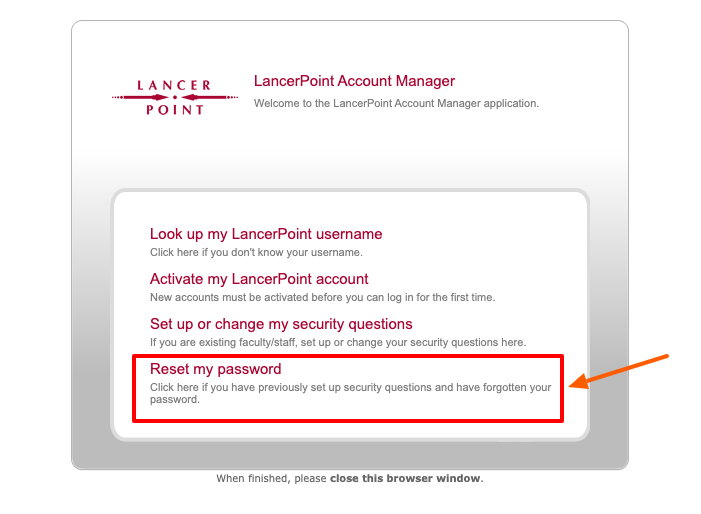 ppc LancerPoint forogto my password page