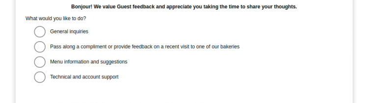 la Madeleine Feedback Survey