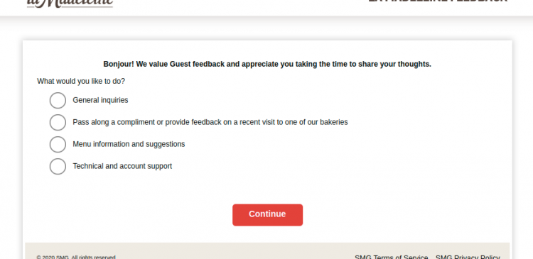 la Madeleine Feedback Survey