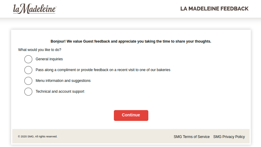 la Madeleine Feedback Survey