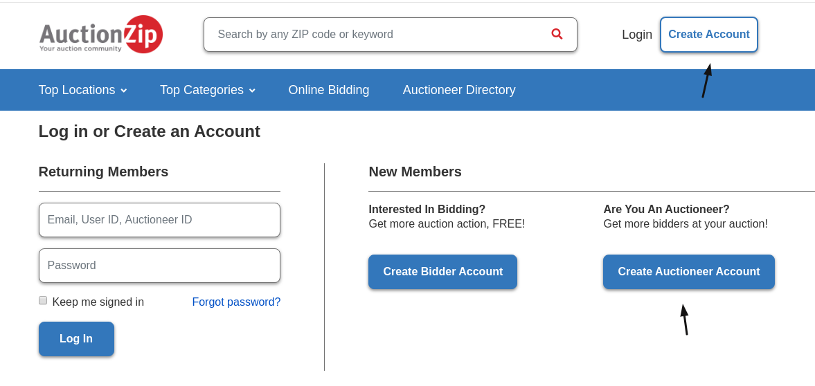 AuctionZip Create Auctioneer Account