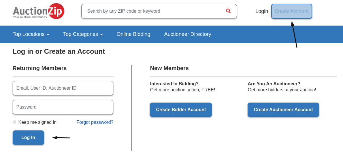 AuctionZip Login