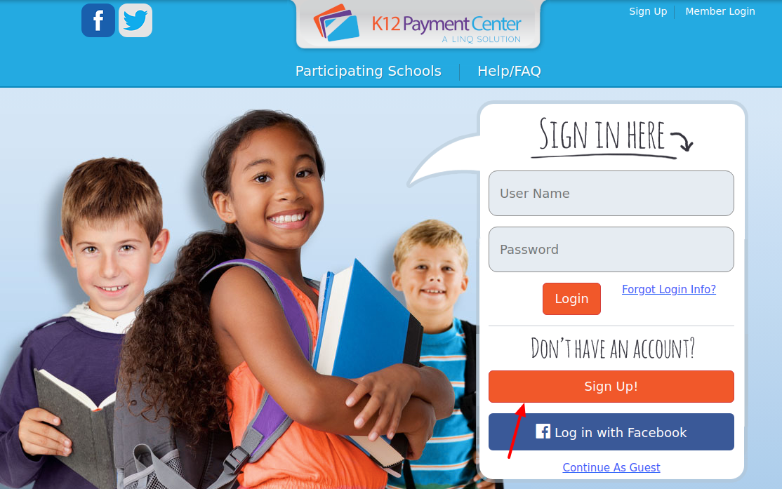 K12PaymentCenter Sign Up