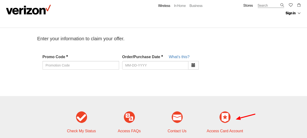 Verizon Wireless National Access Card