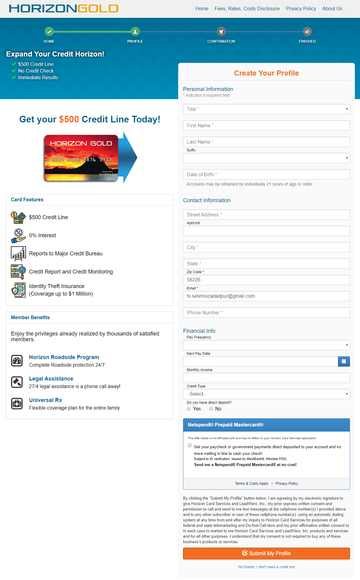 Applying for Horizontal Gold