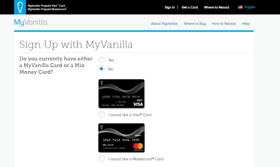 Get a card MyVanilla Card