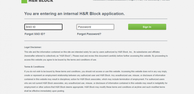 H&R Block Employee Portal login