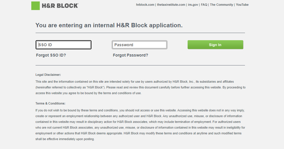 H&R Block Employee Portal login