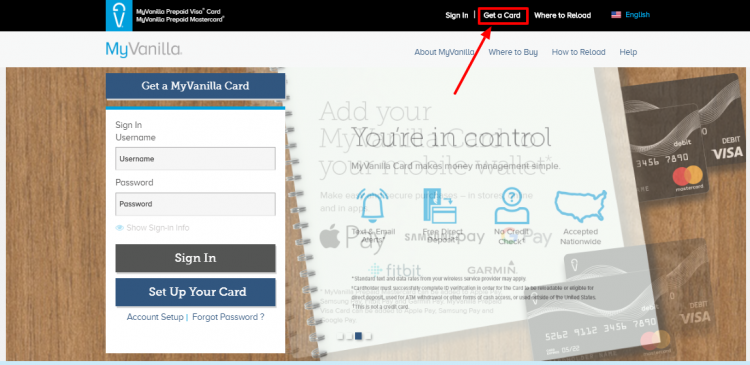How to get a MyVanilla Debit Card