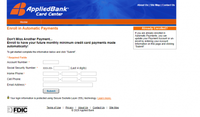 Set up Automatic Payments for Applied Bank Credit Cards