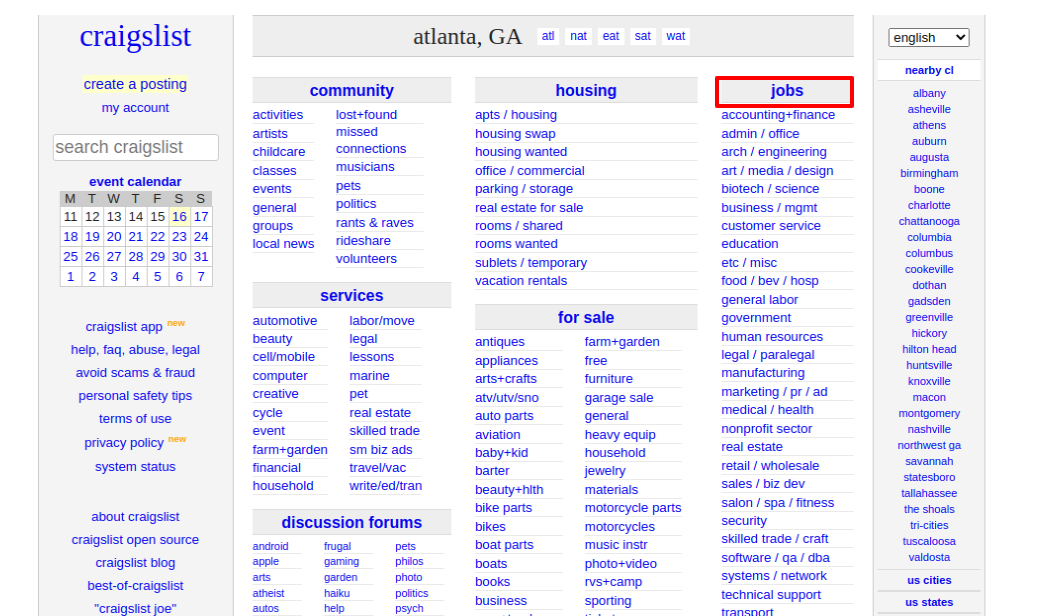 craigslist atlanta Job Apply