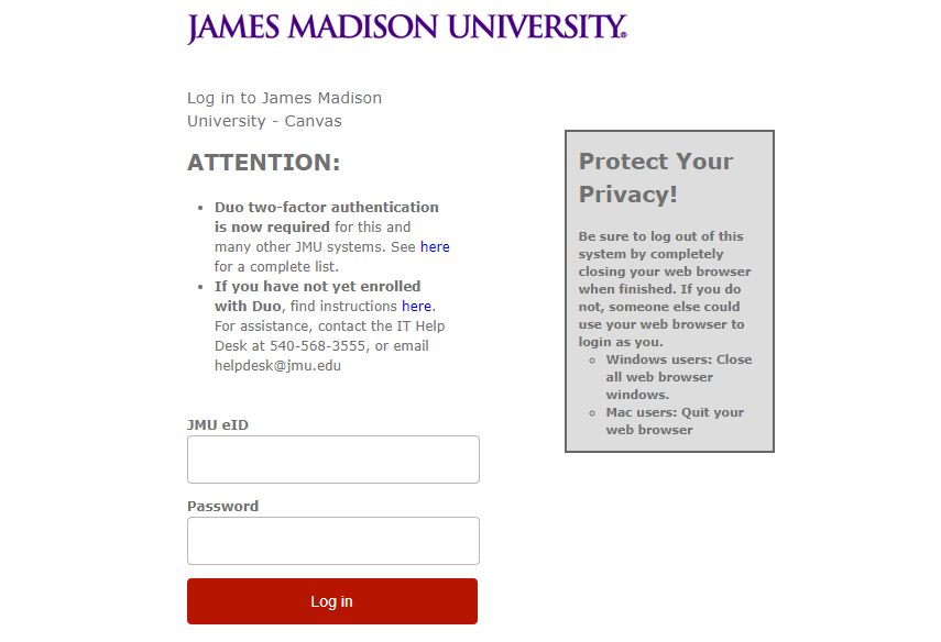 JMU Student Login