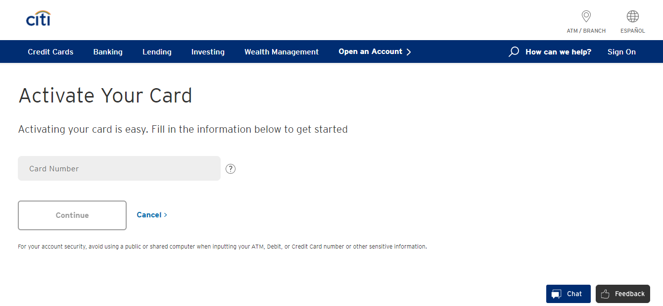 citi card activate
