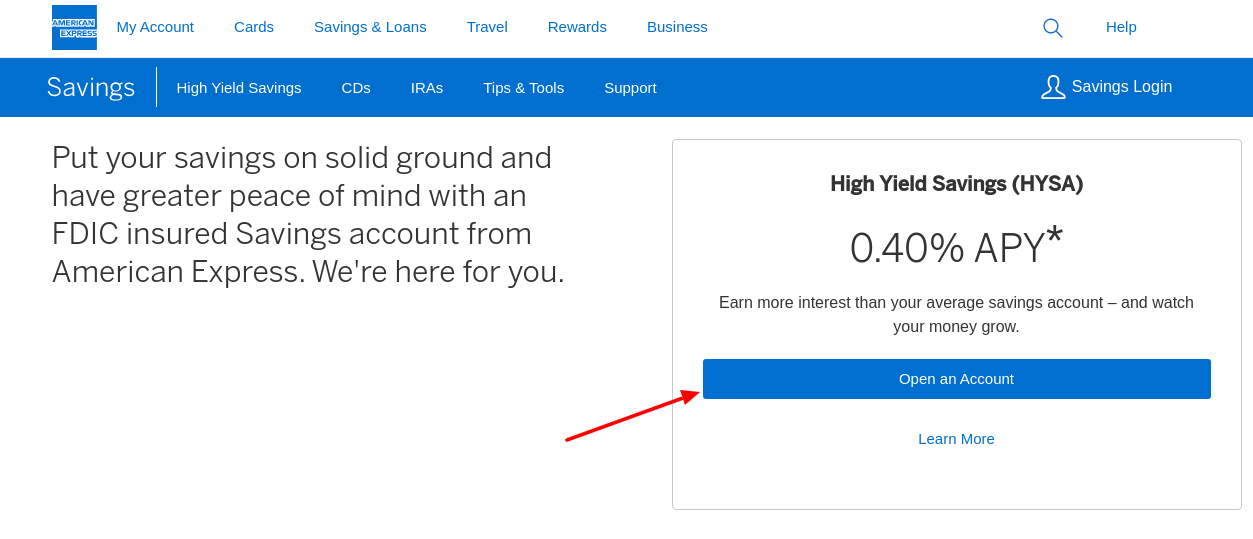 american express personal savings apply
