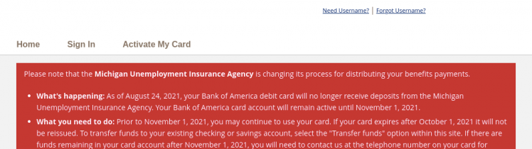 michigan uia debit card