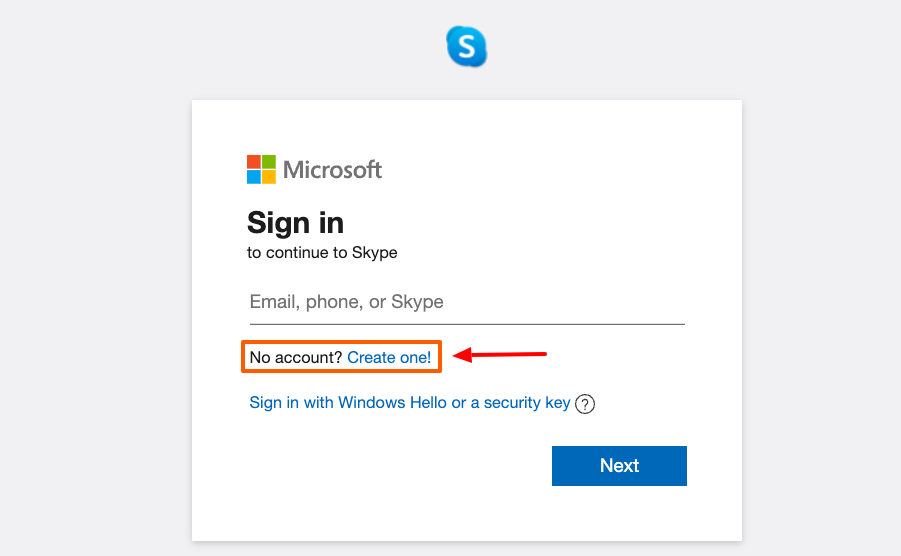 create a skype account