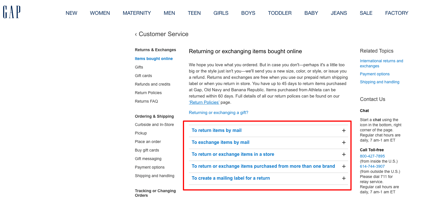 gap purchase change