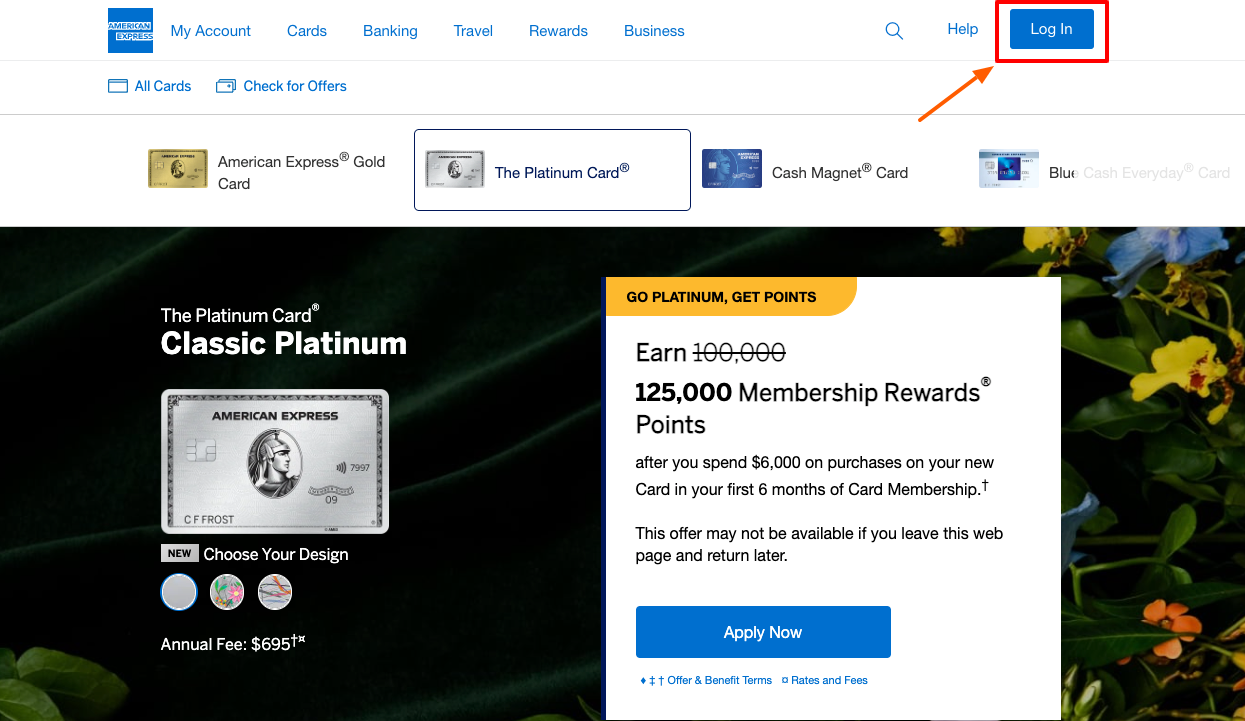 american express platinum reserve credit card login