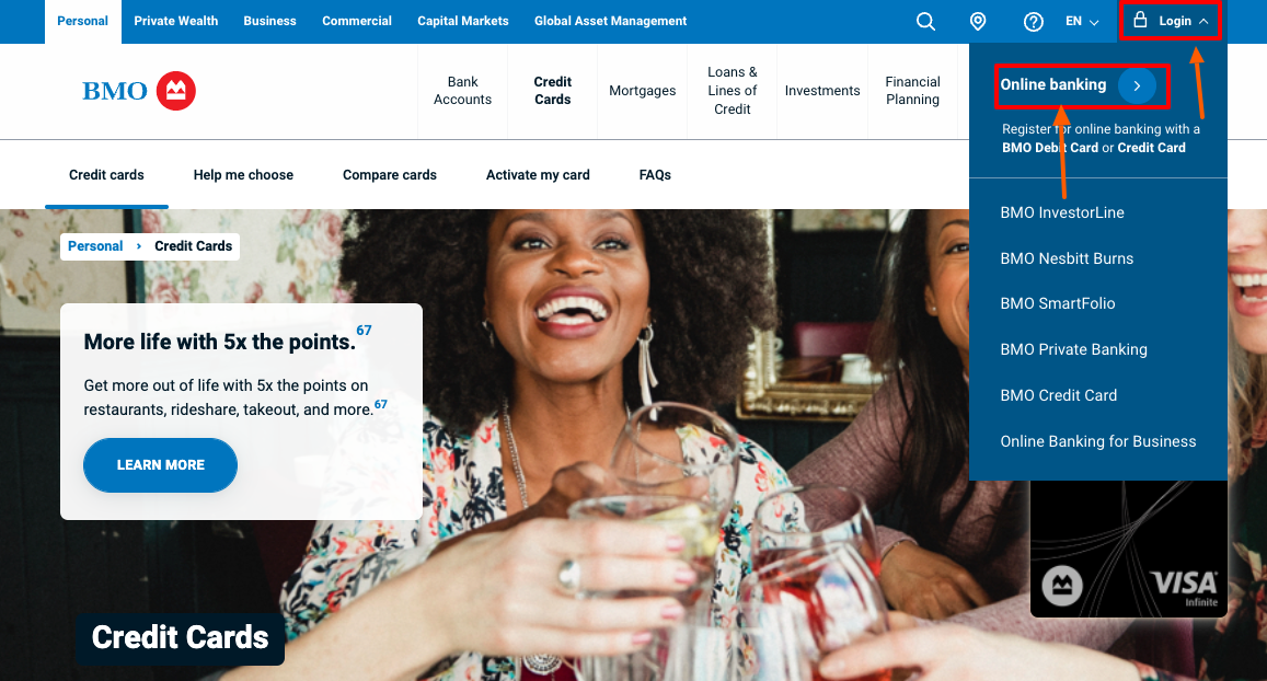 bmo mastercard login page