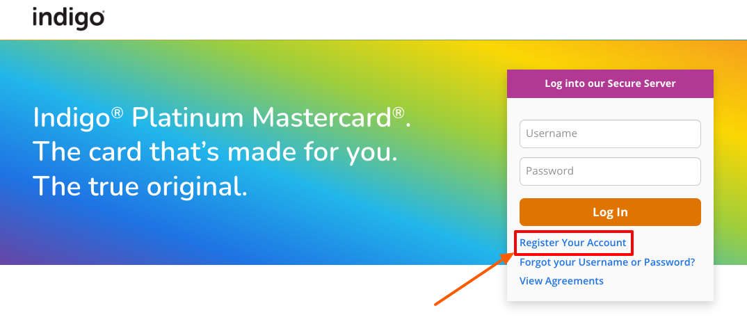 indigo platinum mastercard register