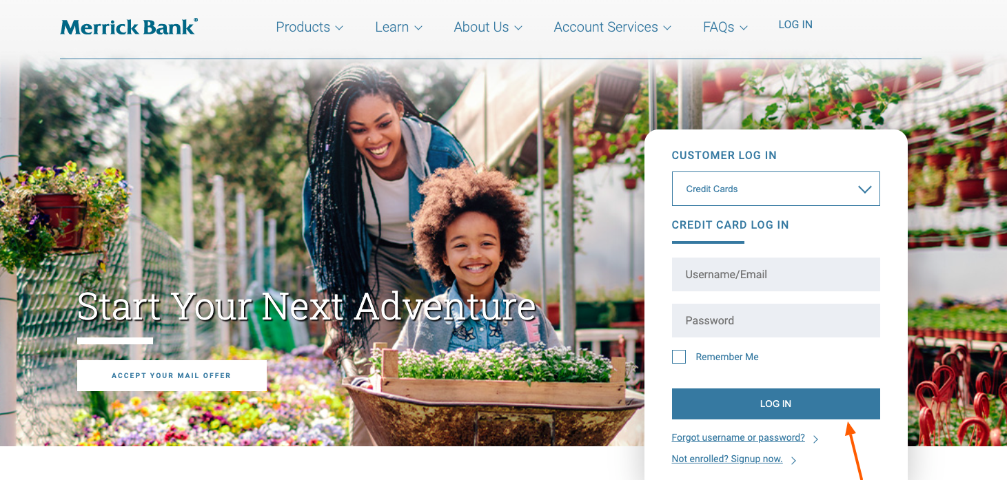 merrick bank credit card login
