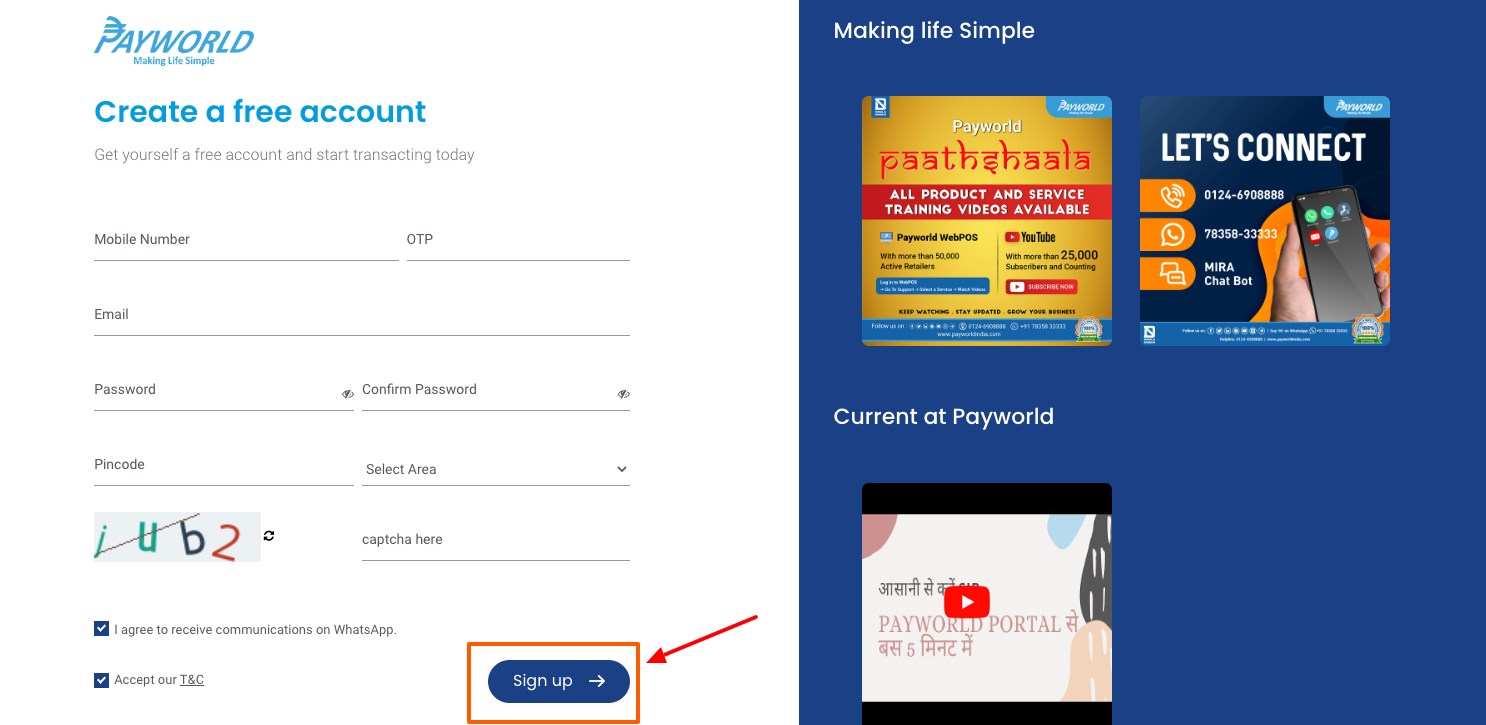 payworld sign up