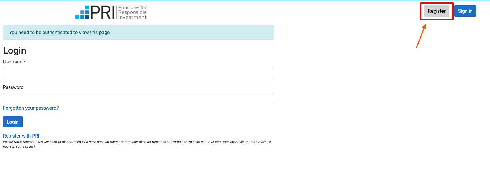 PRI Academy Register
