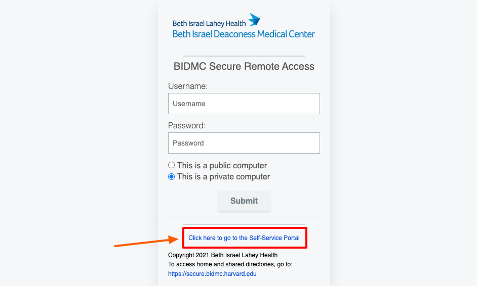 BIDMC Secure Remote access
