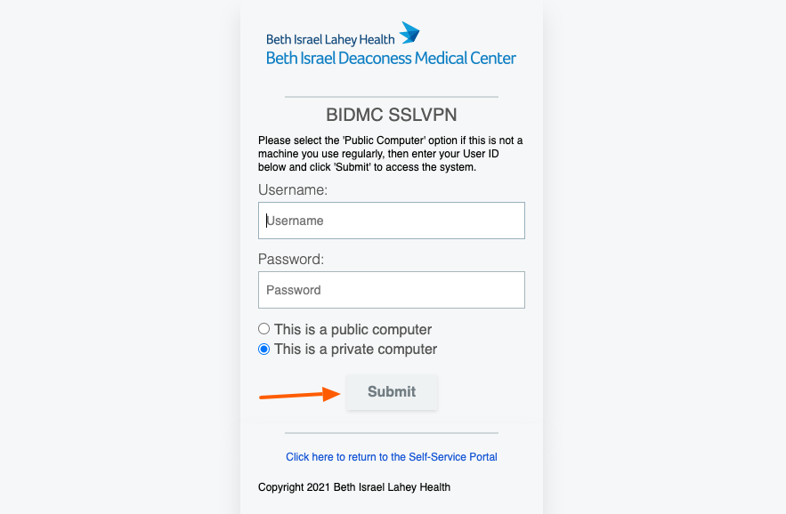 bidmc sslvpn login