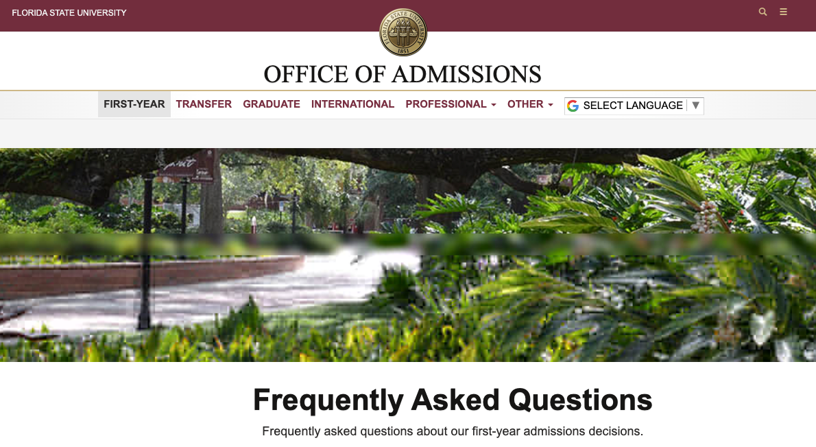 florida state university faq
