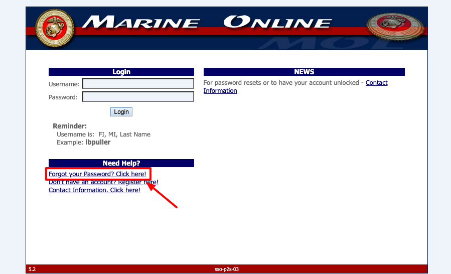 mol usmc forgot password page