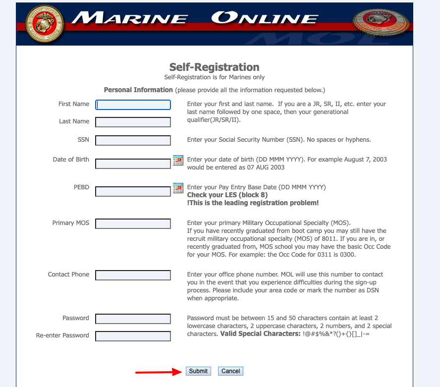 mol usmc register