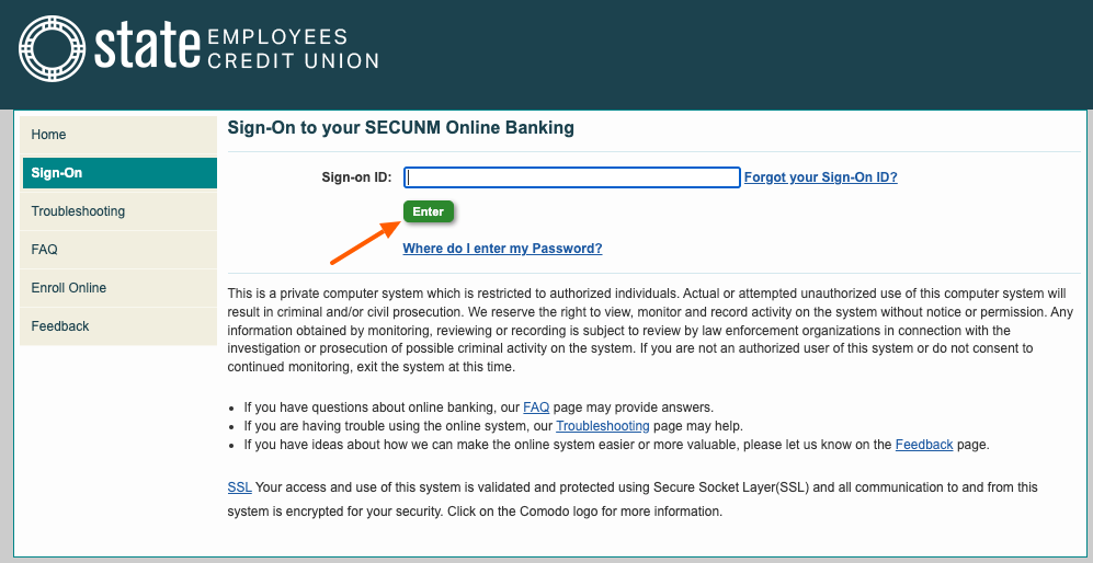 secunm online banking login