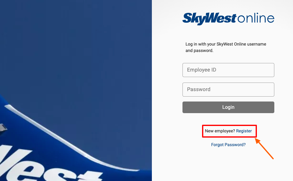 skywestonline register page