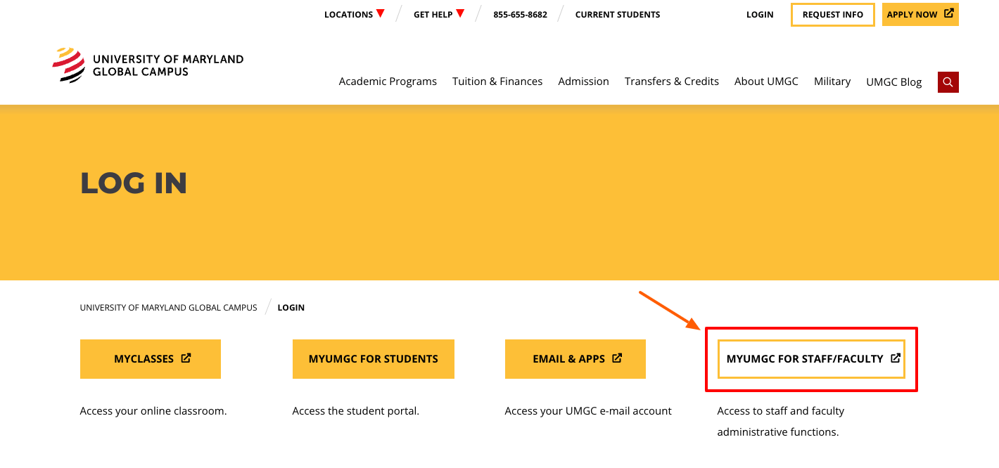 umgc staff faculty login