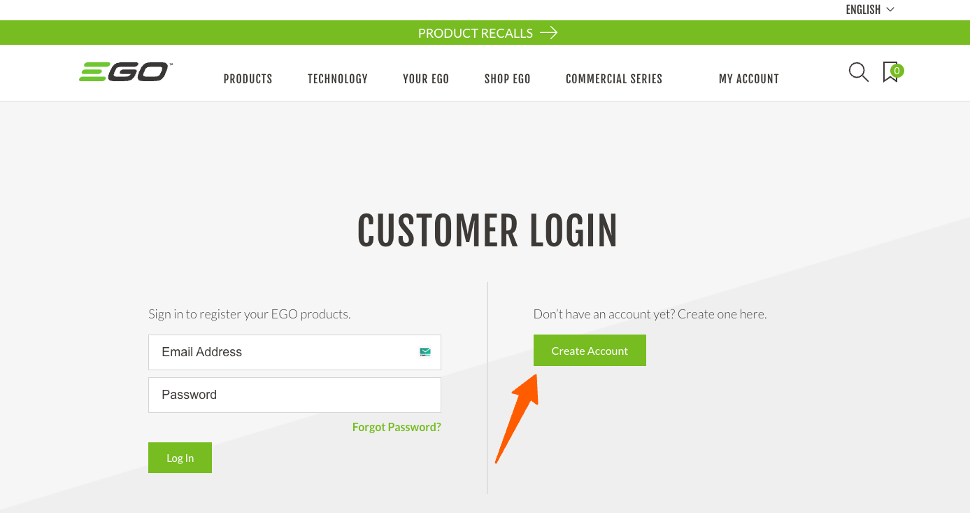 create ego owner login account