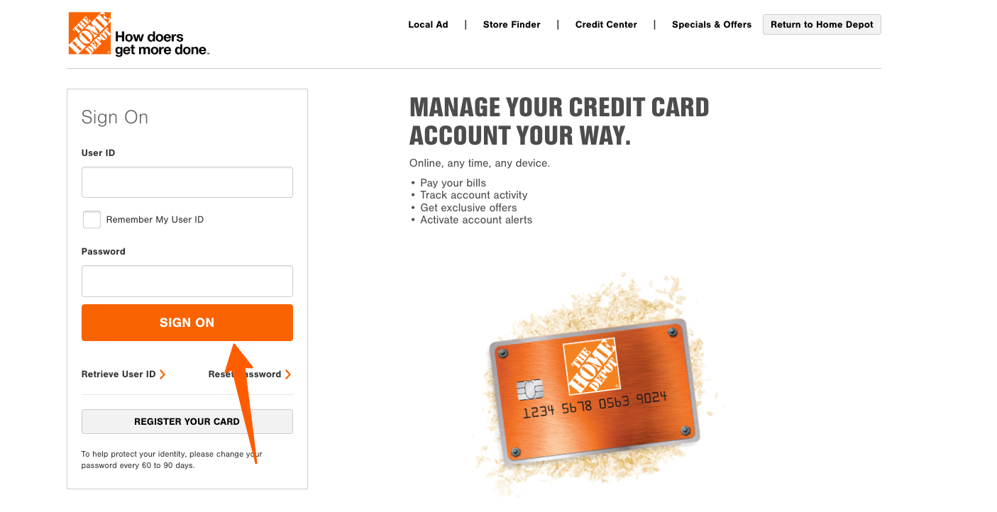 home depot login