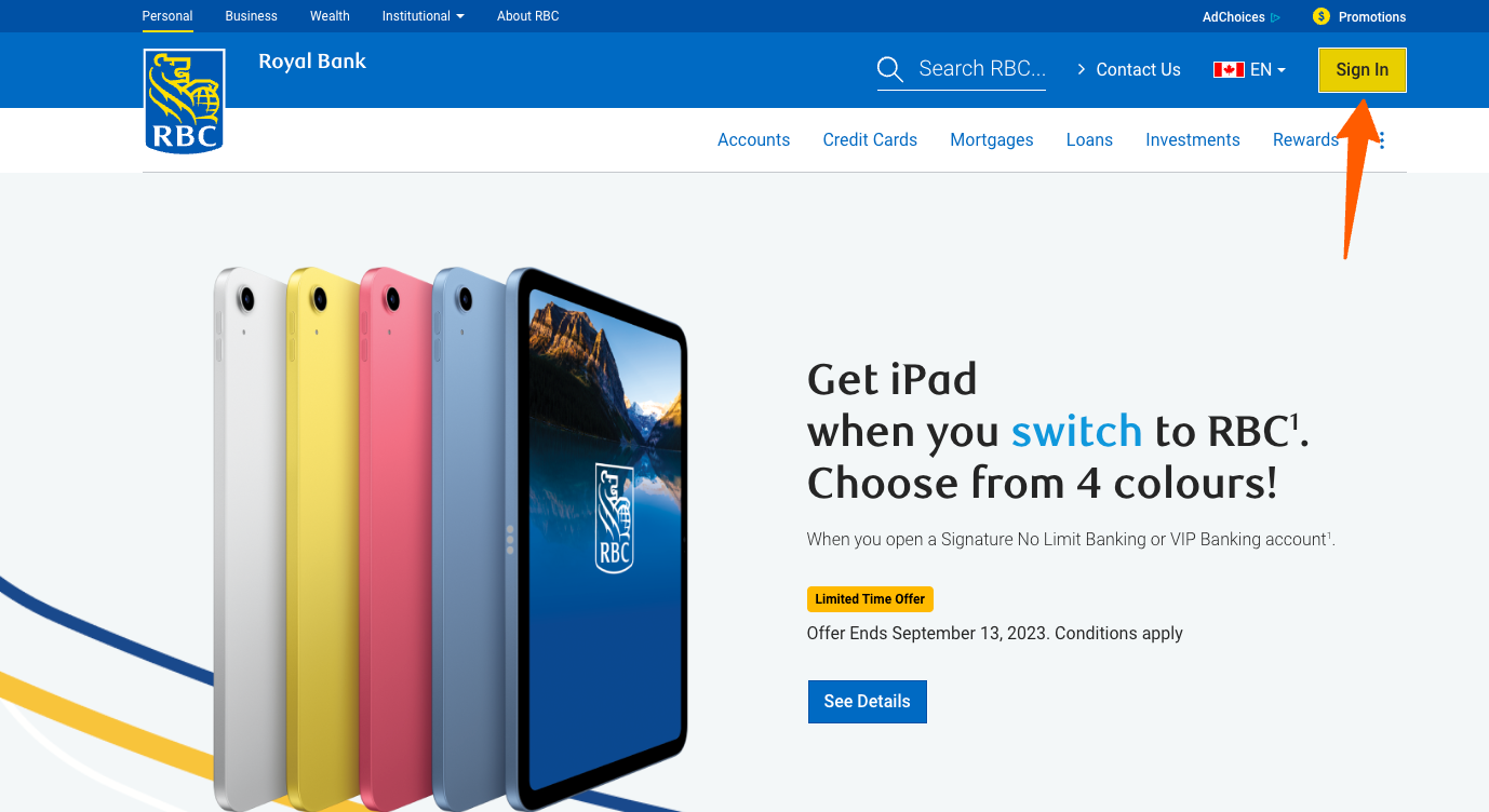 rbc bank login