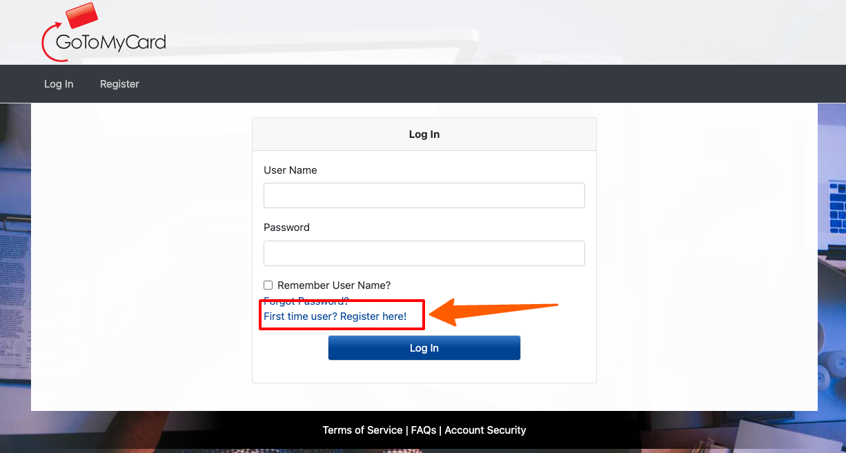 register for go to my card login account