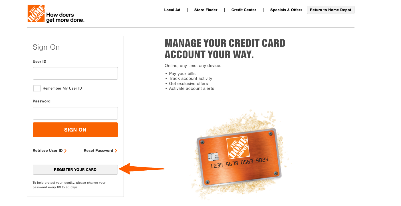 register for home depot login account