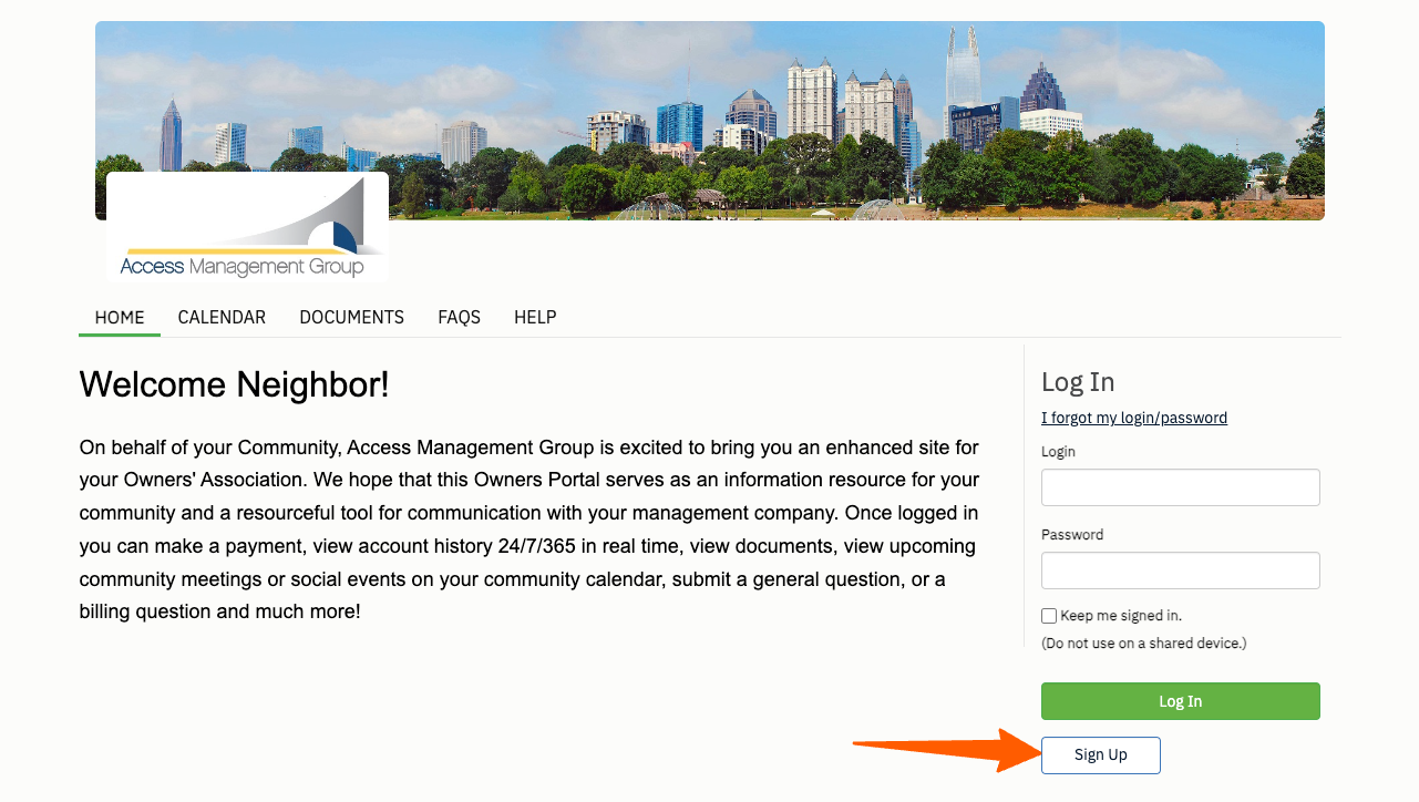 sign up for access management login account
